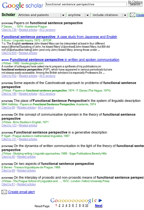 functional sentence perspective on Google Scholar